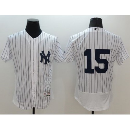 Yankees #15 Thurman Munson White Strip Flexbase Authentic Collection Stitched MLB Jersey