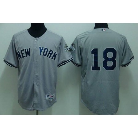 Yankees #18 Johnny Damon Stitched Grey MLB Jersey