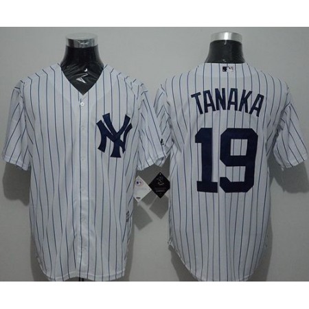 Yankees #19 Masahiro Tanaka White Strip New Cool Base Stitched MLB Jersey