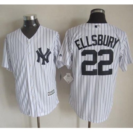 Yankees #22 Jacoby Ellsbury White Strip New Cool Base Stitched MLB Jersey