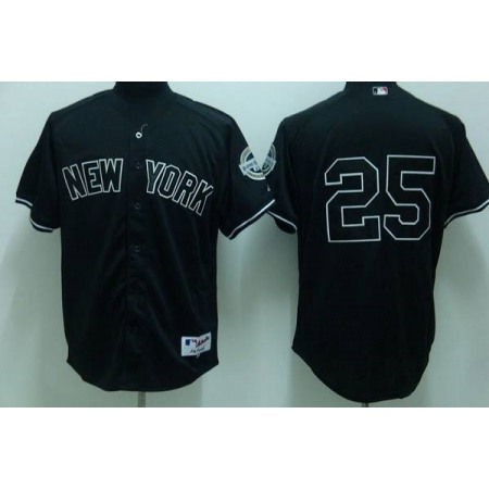 Yankees #25 Mark Teixeira Stitched Black MLB Jersey