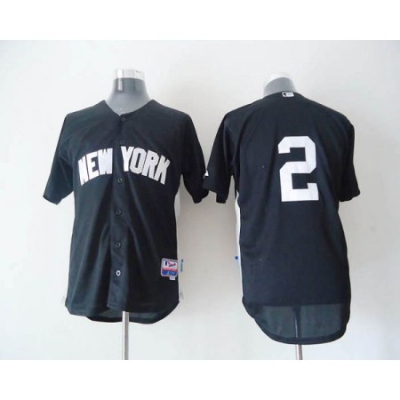 Yankees #2 Derek Jeter Black 2011 Road Cool Base BP Stitched MLB Jersey