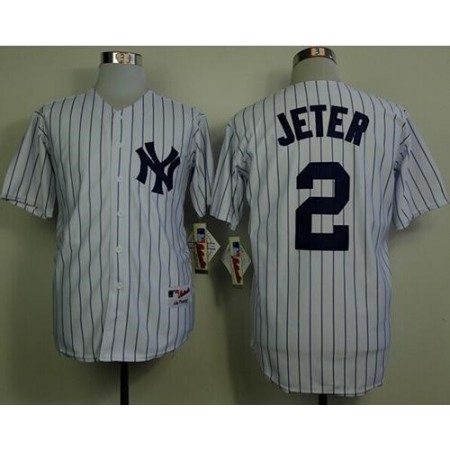 Yankees #2 Derek Jeter White Name On Back Stitched MLB Jersey