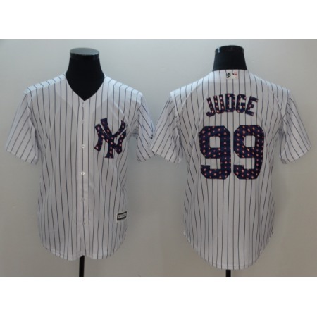 Men's MLB New York Yankees #99 Aaron Judge White 2018 Stars & Stripes Cool Base Stitched Jersey