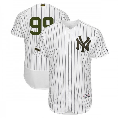 Men's MLB New York Yankees #99 Aaron Judge White Majestic 2018 Memorial Day Authentic Collection Flex Base Stitched Jersey