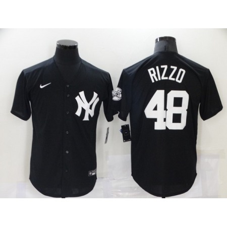 Men's New York Yankees #48 Anthony Rizzo 2021 Black Cool Base Stitched Baseball Jersey