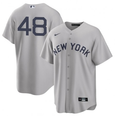 Men's New York Yankees #48 Anthony Rizzo 2021 Grey Field of Dreams Cool Base Stitched Baseball Jersey