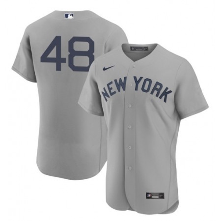 Men's New York Yankees #48 Anthony Rizzo 2021 Grey Field of Dreams Flex Base Stitched Baseball Jersey