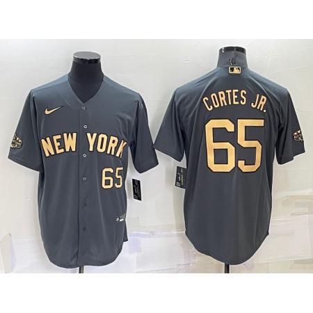 Men's New York Yankees #65 Nestor Cortes Jr. 2022 All-Star Charcoal Cool Base Stitched Baseball Jersey