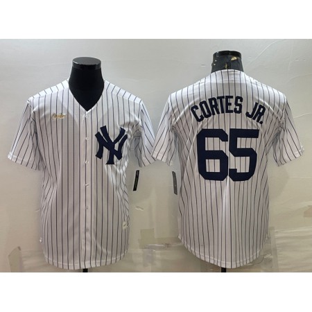 Men's New York Yankees #65 Nestor Cortes Jr. White Cool Base Stitched Jersey