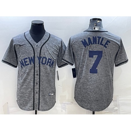 Men's New York Yankees #7 Mickey Mantle Grey Cool Base Stitched Jersey