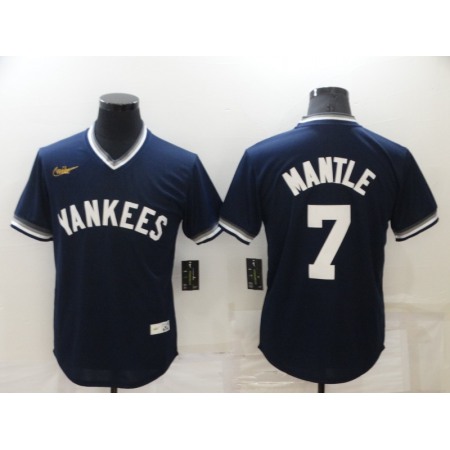 Men's New York Yankees #7 Mickey Mantle Navy Stitched Baseball Jersey