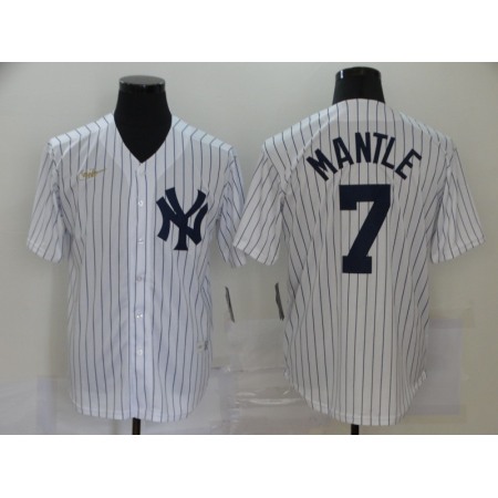 Men's New York Yankees #7 Mickey Mantle New White Throwback Cool Base Stitched Jersey