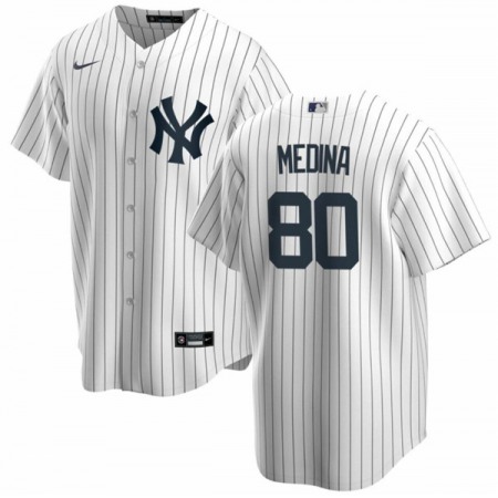 Men's New York Yankees #80 Luis Medina White Cool Base Stitched Baseball Jersey