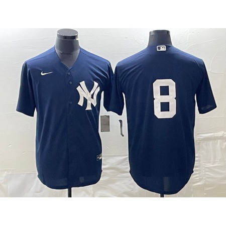 Men's New York Yankees #8 Yogi Berra Navy Cool Base Stitched Baseball Jersey