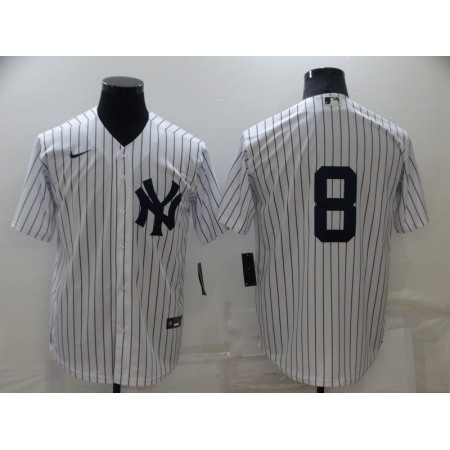 Men's New York Yankees #8 Yogi Berra White Cool Base Stitched Baseball Jersey