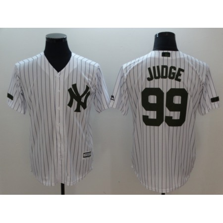 Men's New York Yankees #99 Aaron Judge White Olive Cool Base Stitched MLB Jersey