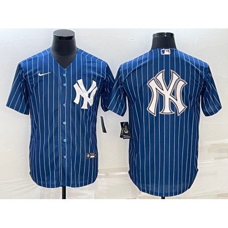 Men's New York Yankees Blue Team Big Logo Cool Base Stitched Baseball Jersey