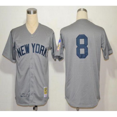 Mitchell And Ness 1951 Yankees #8 Yogi Berra Grey Throwback Stitched MLB Jersey