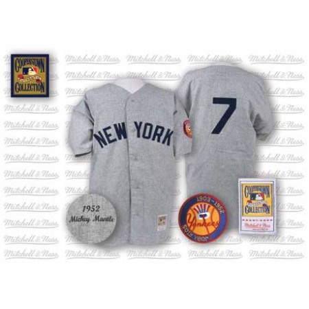 Mitchell And Ness 1952 Yankees #7 Mickey Mantle Grey Stitched MLB Jersey