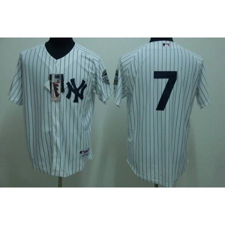 Yankees #7 Mickey Mantle Stitched White MLB Jersey