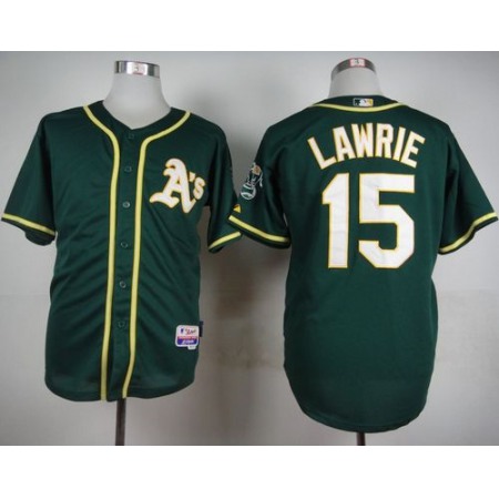 Athletics #15 Brett Lawrie Green Cool Base Stitched MLB Jersey
