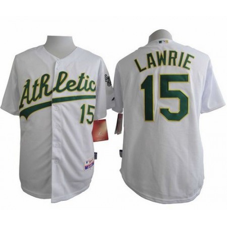 Athletics #15 Brett Lawrie White Cool Base Stitched MLB Jersey
