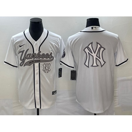 Men's New York Yankees White Team Big Logo Cool Base Stitched Baseball Jersey