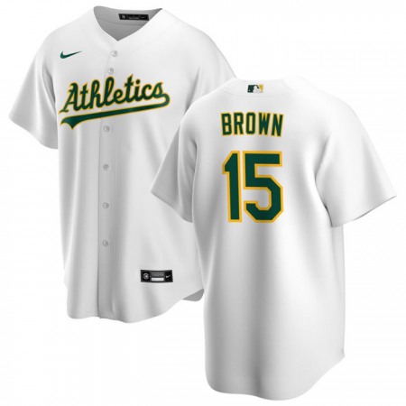 Men's Oakland Athletics #15 Seth Brown White Cool Base Stitched Jersey