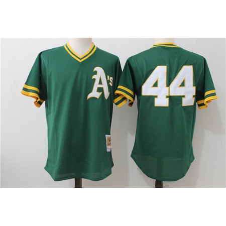 Men's Oakland Athletics #44 Reggie Jackson Mitchell & Ness Green Cooperstown Mesh Batting Practice Stitched MLB Jersey