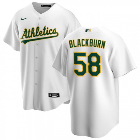 Men's Oakland Athletics #58 Paul Blackburn White Cool Base Stitched Jersey