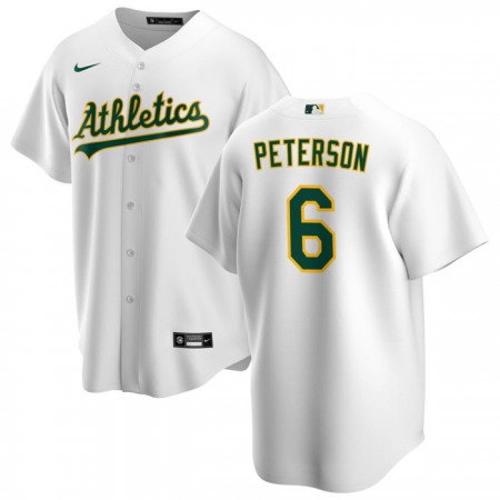 Men's Oakland Athletics #6 Jace Peterson White Cool Base Stitched Jersey