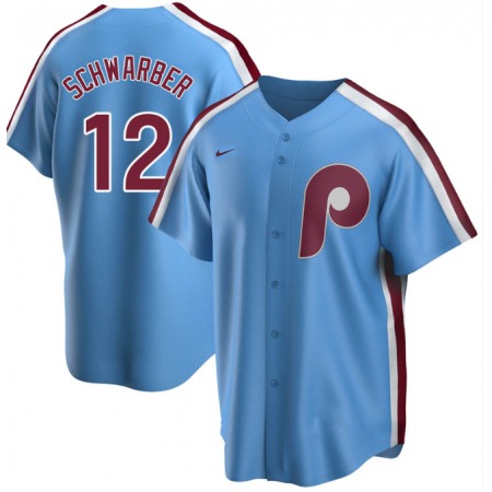 Men's Philadelphia Phillies #12 Kyle Schwarber Blue Cool Base Stitched Jersey