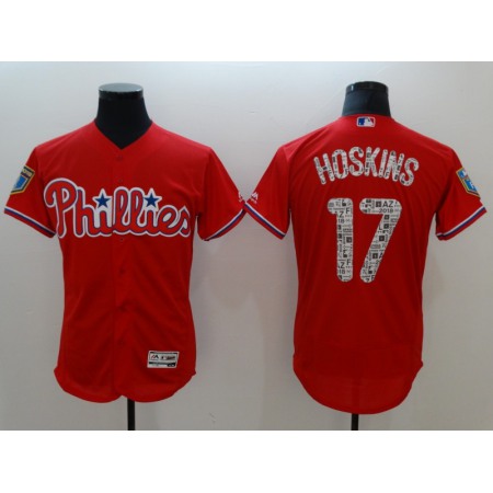 Men's Philadelphia Phillies #17 Rhys Hoskins Red 2018 Spring Training Flexbase Stitched MLB Jersey