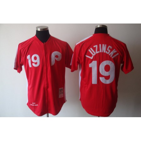 Mitchell And Ness Phillies #19 Greg Luzinski Red Stitched MLB Jersey