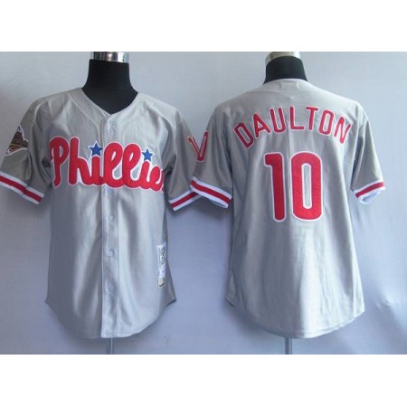 Mitchell and Ness Phillies #10 Royal Daulton Grey Stitched Throwback MLB Jersey