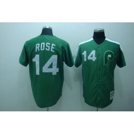 Mitchell and Ness Phillies #14 Rose Stitched Green Throwback MLB Jersey