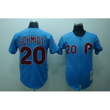 Mitchell and Ness Phillies #20 Mike Schmidt Stitched Blue Throwback MLB Jersey