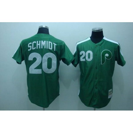 Mitchell and Ness Phillies #20 Mike Schmidt Stitched Green Throwback MLB Jersey