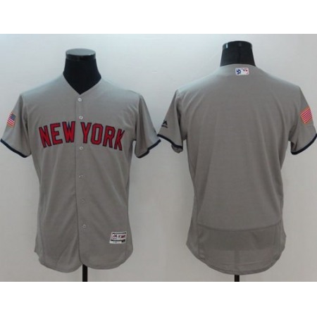 Yankees Blank Grey Fashion Stars & Stripes Flexbase Authentic Stitched MLB Jersey