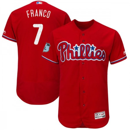 Men's Philadelphia Phillies #7 Maikel Franco Majestic Red 2017 Spring Training Authentic Flex Base Player Stitched MLB Jersey