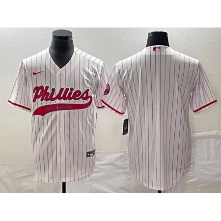 Men's Philadelphia Phillies Blank White Cool Base Stitched Baseball Jersey