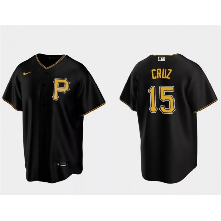 Men's Pittsburgh Pirates #15 Oneil Cruz Black Cool Base Stitched Baseball Jersey