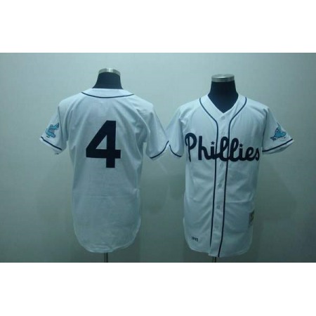 Mitchell and Ness Phillies #4 Jimmy Foxx Stitched White Throwback MLB Jersey