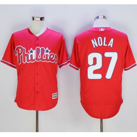 Phillies #27 Aaron Nola Red New Cool Base Stitched MLB Jersey