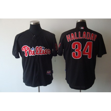 Phillies #34 Roy Halladay Black Stitched MLB Jersey