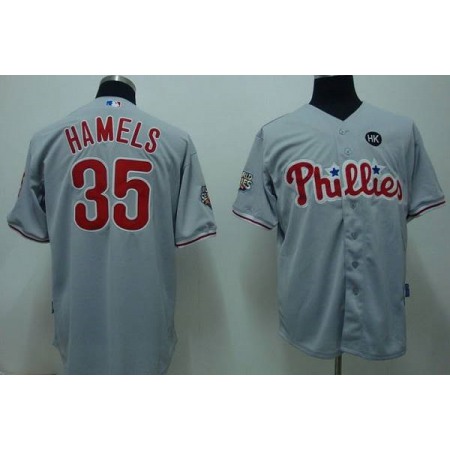 Phillies #35 Colbert Hamels Stitched Grey MLB Jersey