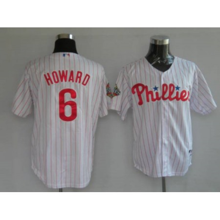 Phillies #6 Ryan Howard Stitched White Red Strip MLB Jersey