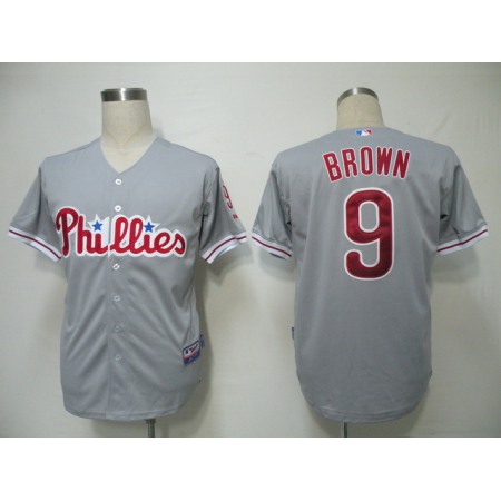 Phillies #9 Domoic Brown Grey Cool Base Stitched MLB Jersey