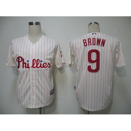Phillies #9 Domoic Brown White Red Strip Stitched MLB Jersey